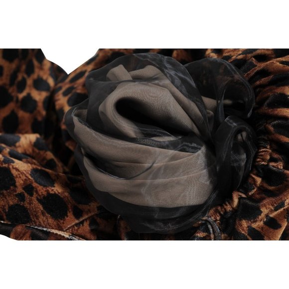 The Attico Womens Leopard Print Top Size 40 Brown Tan Bow Balloon Ruffle Sleeve - Picture 15 of 16